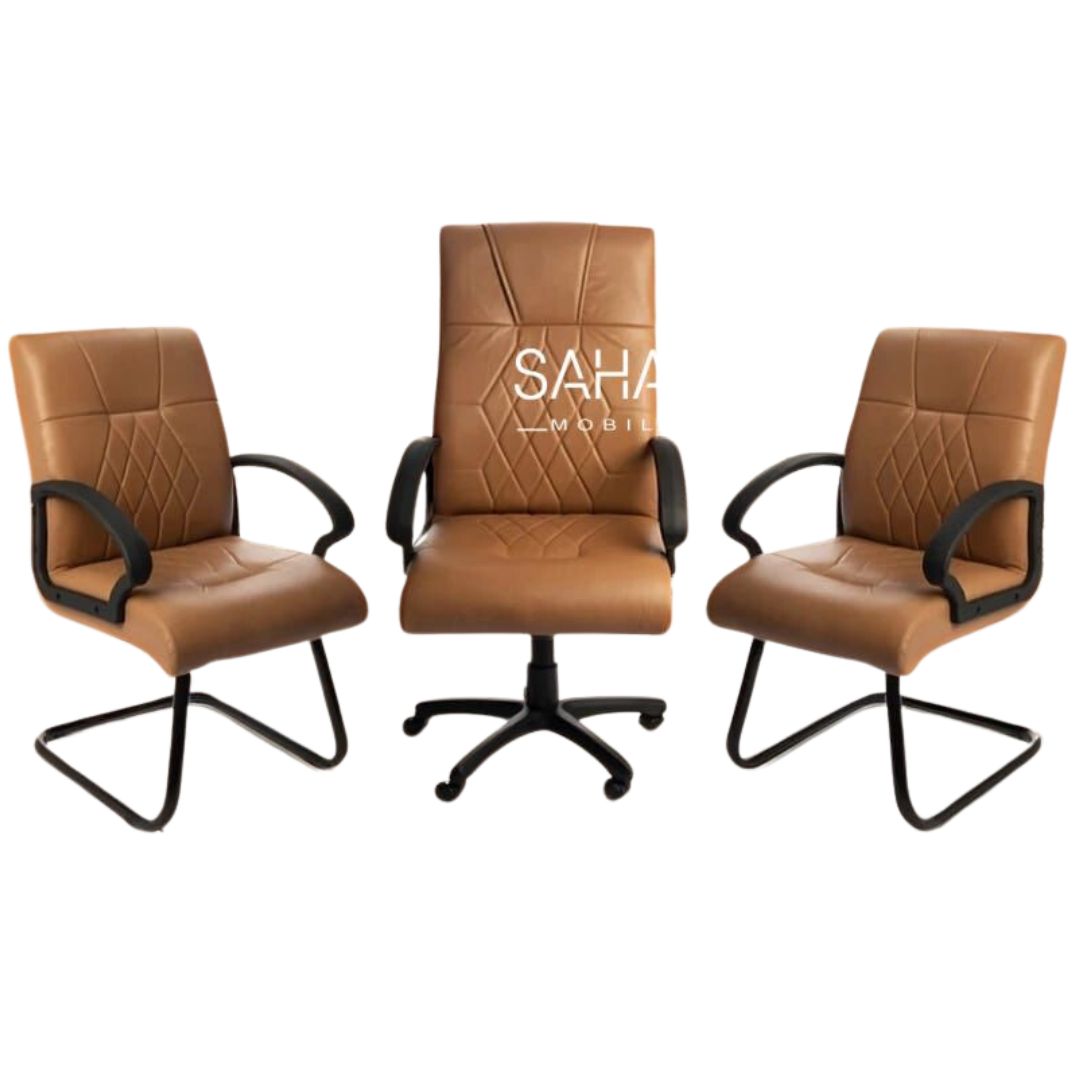 pack de trois fauteuil en simili cuir avec accoudoirs en PVC